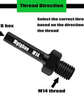 Core Drill Bit Adapter M14 Female To Three Eighths Hex Shank For Hammer Drills And Rotary Hammers, showing 3/8 hex end and M14 thread.