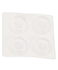 Clear acrylic sheet with four rounded indents, part of Acrylic Mail Sorter With Three Slots For Letters Envelopes Bills And Small Office Supplies