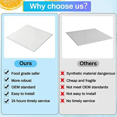 Freezer Glass Shelf Replacement 2 Pack Replaces WRS571CIHZ04 Refrigerator Freezer Shelf comparison chart with benefits and drawbacks