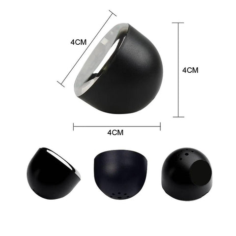 Front view of idain car dashboard thermometer vent clip; black plastic with clear display, 4 cm wide.