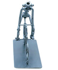 Front view of Handmade Bike Sculpture Gift For Men A Welded Bicycle Nut And Bolt Figurine For Desk Decor Modern Metal Desktop Statue