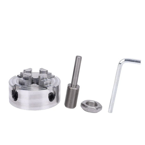 4 Jaw Lathe Chuck Set For Mini Lathe Alloy Steel Self Centering Wood Turning Chuck With Connecting Rod Wrench Heavy Duty Lathe Accessory