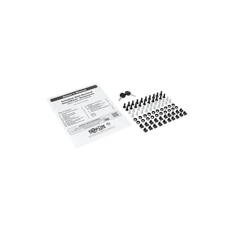 Badass 12U Wall Mount Server Cabinet installation hardware kit including screws and a manual for network gear housing black.