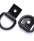 Rock Solid D Ring Tie Down Anchors Quarter Inch Heavy Duty Steel Load Holders Surface Mount Kit With Screws For Pickup Trucks Trailers Vans And Campers Weather Ready Black six piece set showing two black steel D ring anchors.