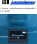 LED digital display showing device usage and battery level for Top Rated Battery Powered Handheld Electric Crimping Machine For Copper Aluminum Terminals Hydraulic Cordless Tool Ergonomic Compact Design Automated Efficiency Professional Cable Termination.