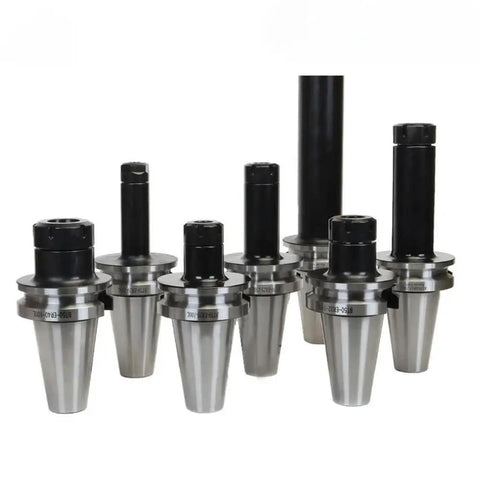Kick Start Your Heavy Duty Grinding Rig With This BT50 Keyless Spring Collet Chuck Featuring ER32 ER40 Tool Holder sizes showcasing various lengths.
