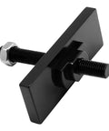 Side view of HUDEX needle bearing puller tool in black iron with two threaded bolts and square plate.
