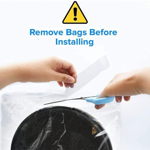 Hands removing plastic from LV H132 Replacement Filter 2 Pack For Air Purifier With AHAM Verified 3 Stage Filtration