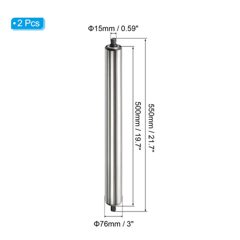 Top Shelf Heavy Duty Stainless Steel Conveyor Rollers 3 Inch Diameter 22 Inch Length Two Pack With Galvanized End Caps Rust Proof Smooth rolling stainless steel conveyor roller with dimensions.