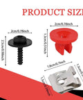 Premium T30 Torx Engine Splash Shield Fastener Clip Kit components showing sizes of screws and clips in black and red.