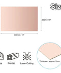 Diagram showing dimensions of 8x12 Inch Double-Sided Copper Clad PCB Boards Set of 4 2mm FR4 Copper Laminate Prototyping Boards for DIY Etching