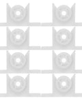 10 Pack White ABS Cabinet Ball Catch Sets With Dual Wheel Rollers in a grid layout for cupboard latches