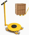 Heavy Duty Machine Skates for Moving Industrial Equipment With Rock Solid 12 Ton Capacity, featuring yellow dual bearing casters.