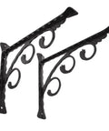 Heavy Duty L Shaped Shelf Brackets 2 Pack Wall Mounted Corner Braces for Indoor Outdoor Use, decorative black metal brackets