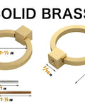8 Pack Solid Brass Cabinet Pulls 2.0 Inch Length And 1-7/8 Inch Diameter Brushed Gold Drawer Handles with screws shown