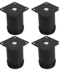 Adjustable Four Pack Furniture Leg Set Stainless Steel Black Heavy Duty Leveling Feet With Floor Protection for tables and sofas.