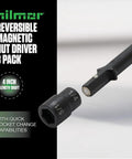 Workhorse 4 Inch One Quarter And Five Sixteenths Reversible Magnetic Nut Driver Three Pack with quick socket change shown