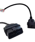 16 Pin J1962 OBD II Male Connector Cable For DIY Car Diagnostics Plug And Play Open Wire 12 Inch OBD II Extension Pigtail Replacement USB Adapter Ready Cable High Quality PVC Copper Wire Vehicle DIY Diagnostic Accessory connector showing open wires and black plug.