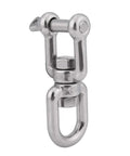 Heavy Duty 304 Stainless Steel Swivel Snap Shackle for hauling, towing, and marine applications, polished finish.
