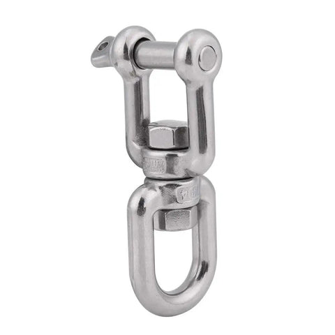 Heavy Duty 304 Stainless Steel Swivel Snap Shackle for hauling, towing, and marine applications, polished finish.
