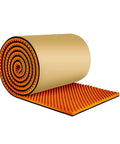 Slick Heavy Duty Egg Crate Acoustic Foam Roll Self Adhesive Soundproof Wall Panels High Density Rock Solid Noise Dampening Marine Foam Sheets Pro Grade Home Studio Setup Orange Roll displayed unrolled on white background.