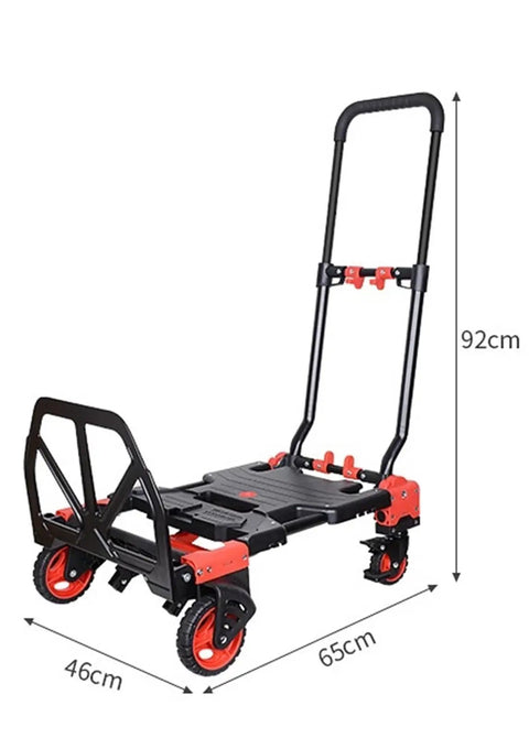 Heavy Duty Folding Flatbed Hand Truck Dolly For Moving Heavy Loads Portable Platform Cart With Easy Fold Storage Lightweight Durable Design For Home Garage Or Job Site Use, 92cm tall