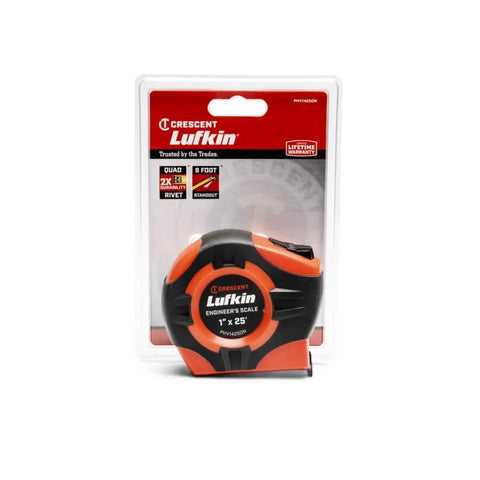 1 Inch By 25 Foot P1000 Series Hi Viz Orange Tape Measure With A4 Blade, Power Return, Durable Overmolded Case, Easy Grip
