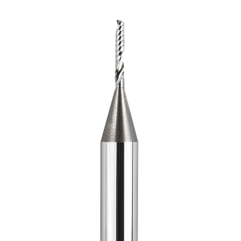 SpeTool O-Flute spiral router bit, 1/4in shank, 1/16in cutting diameter, solid carbide upcut end mill