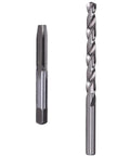 Five Sixteenth Twenty Four Inch Tap And Drill Set With Plug Style Tap For Precise Thread Cutting, metal components side by side