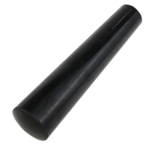 Revolving Wooden Stove Handle Three Eighths Inch Threaded Knob for Fireplace Door, black Bakelite core, side angle view