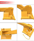 Detailed view of Heavy Duty Forklift Jib Boom Crane Attachment With Extendable Telescopic Boom Arm and Adjustable Tilt.