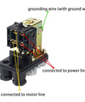 Four Port Air Compressor Pressure Switch Control Valve For Auto Regulation 90 To 120 PSI 110 To 240V with wiring connections visible