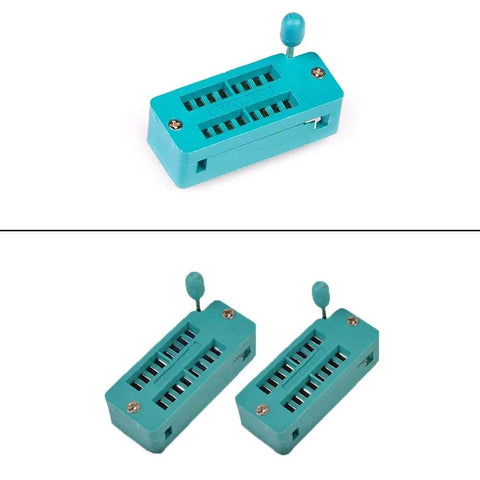 Universal ZIF 16 Pin IC Socket Narrow 4 Pack For DIP ICs And Microcontrollers Test Socket Compatible With Breadboards A Plus Nylon Green Shell Copper Tin Plated Contacts Pro Grade IC Adapter