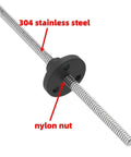 Ultra Smooth T3.5x2.4 Lead Screw With Nylon Nut For 3D Printers 1.2mm Pitch 2.4mm Lead Right Hand Thread 304 Stainless Steel