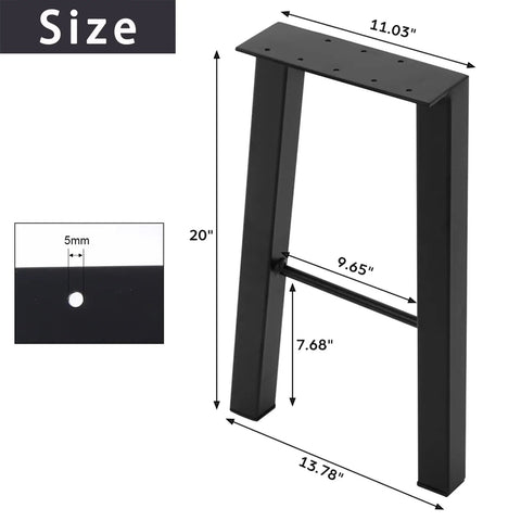 Dimensions of Industrial Style 18 Inch Metal Coffee Table Legs Black Set Of 2 With Pre Drilled Mounting Plates