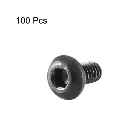 Premium M2x4mm Button Head Hex Socket Screws Black 100 Piece Set showing single screw detail for CNC machining and automotive builds.