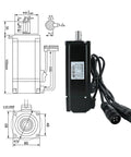 Side view of black 220V 600W 60ST-M01930 AC servo motor with shaft and multi-pin cables.