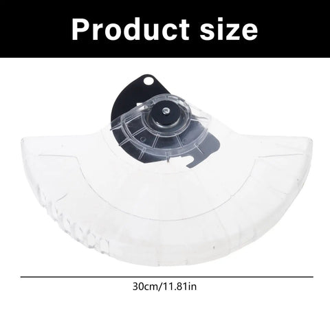 Covered Miter Cut Defense Tool With Anti Splash Guard for cutting machines, 30cm size, clear polycarbonate, top view