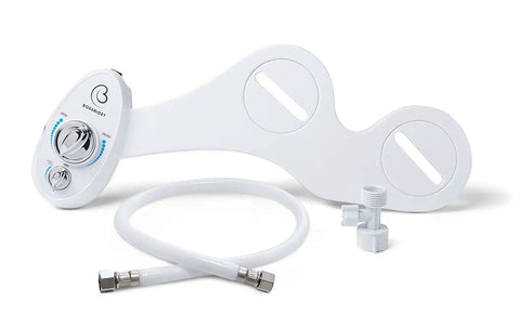 White and Blue Bidet Attachment for Toilet Seat with Dual Nozzles Self Cleaning Non Electric Water Sprayer Three Wash Modes