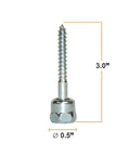 Easy Install Wood Threaded Rod Anchor, Three And A Half Inch Screw, No Pre Drill Required, Zinc Finish, Steel Construction