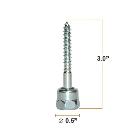 Easy Install Wood Threaded Rod Anchor, Three And A Half Inch Screw, No Pre Drill Required, Zinc Finish, Steel Construction