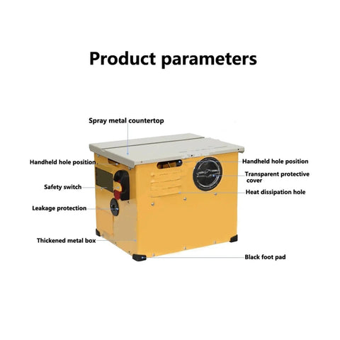 Game Changing Heavy Duty Mini Table Saw With Dust Free Build And Beefy 2300 Watt Motor Spinning At 4900 Rpm showing product features and design.