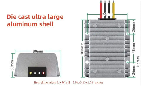 Heavy Duty Dc Step Up Voltage Regulator 12V To 24V 20 Amps 480W Waterproof inside die cast aluminum shell dimensions label