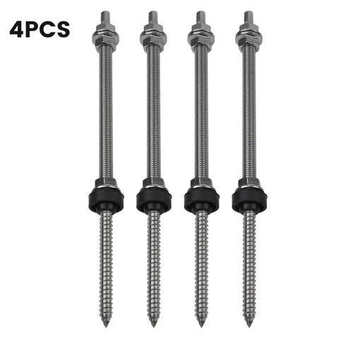 Tough As Nails M10 Hanger Bolts With Rubber Washers Locking Nuts Plus Adapters For A2 Stainless Steel Solar Panel Mounting Hardware No Sweat Install 20Cm And 25Cm Lengths - Set of 4
