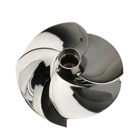 Premium Four Blade Steel Motorboat Propeller Designed For Big And Small Shaft Rigs On 130 155 170 Engines with polished steel finish