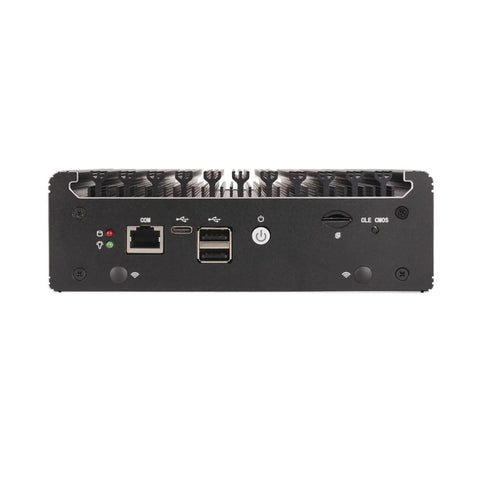 Kickstart Your Network Game With This Rock Solid Firewall Mini Computer Featuring A Pentium Gold Chip Four Blazing GbE Ports Sim Slot Opnsense Pfsense Ready Plug In And Tackle Heavy Routing Tasks Straight Out The Box: rear view showing ports and design.