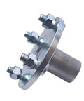 Premium Heavy Duty Go Kart Live Axle Hub With Step Down Shaft Pair For Dune Buggy close-up view showcasing bolts and shaft.