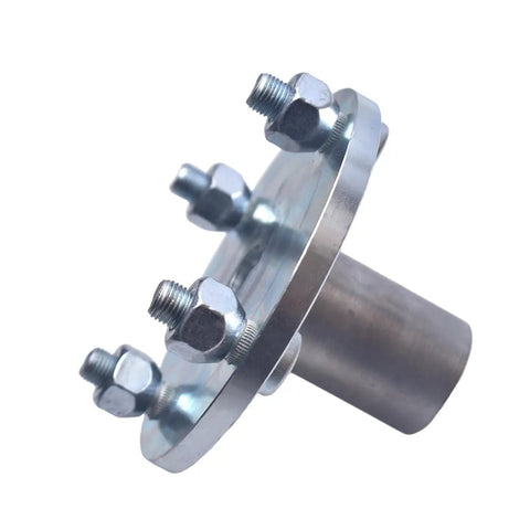 Premium Heavy Duty Go Kart Live Axle Hub With Step Down Shaft Pair For Dune Buggy close-up view showcasing bolts and shaft.