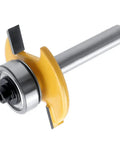 Rugged Pro Grade Quarter Inch Shank Biscuit Joiner Router Bit With Ball Bearing Guide for precise wood joint cutting.