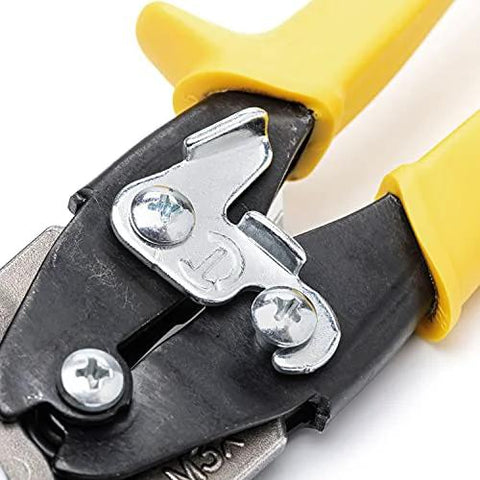 Crescent Wiss MetalMaster 9-3/4 inch tin snips with yellow handles, front view